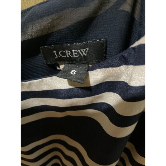 J. CREW NAVY IVORY STRIPE SPAGHETTI STRAP 100% SILK DRESS WOMENS SIZE 6 - Picture 5 of 5
